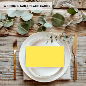 Andaz Press Table Tent Printable Place Cards, Yellow 20-Pack, Seat Placement Cards Blank Place Cards Table Settings Name Cards for Baby Bridal Wedding, School Graduation Food Cards Yellow Place Cards