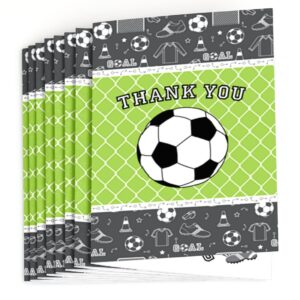 Big Dot of Happiness Goaaal - Soccer - Baby Shower or Birthday Party Thank You Cards (8 Count)