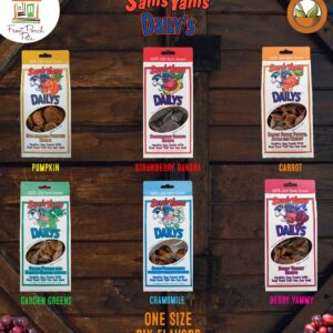 Sams Yams Sweet Potato Dog Treats, Healthy Dog Treats for Large, Medium or Small Breed Dogs, Vegan Sweet Potato Dog Chews Made in USA - Sam's Yams DAILY's Berry Yammy Recipe Dog Snacks, 7oz