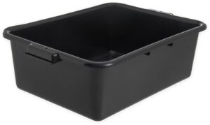 carlisle foodservice products comfort curve tote box bus box with reinforced rim for kitchen, restaurants, and fast food, plastic, 7 inches, black