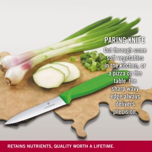 Victorinox 6.7736.L4 Swiss Classic Paring Knife for Cutting and Preparing Fruit and Vegetables Serrated Blade in Green 3.9 inches