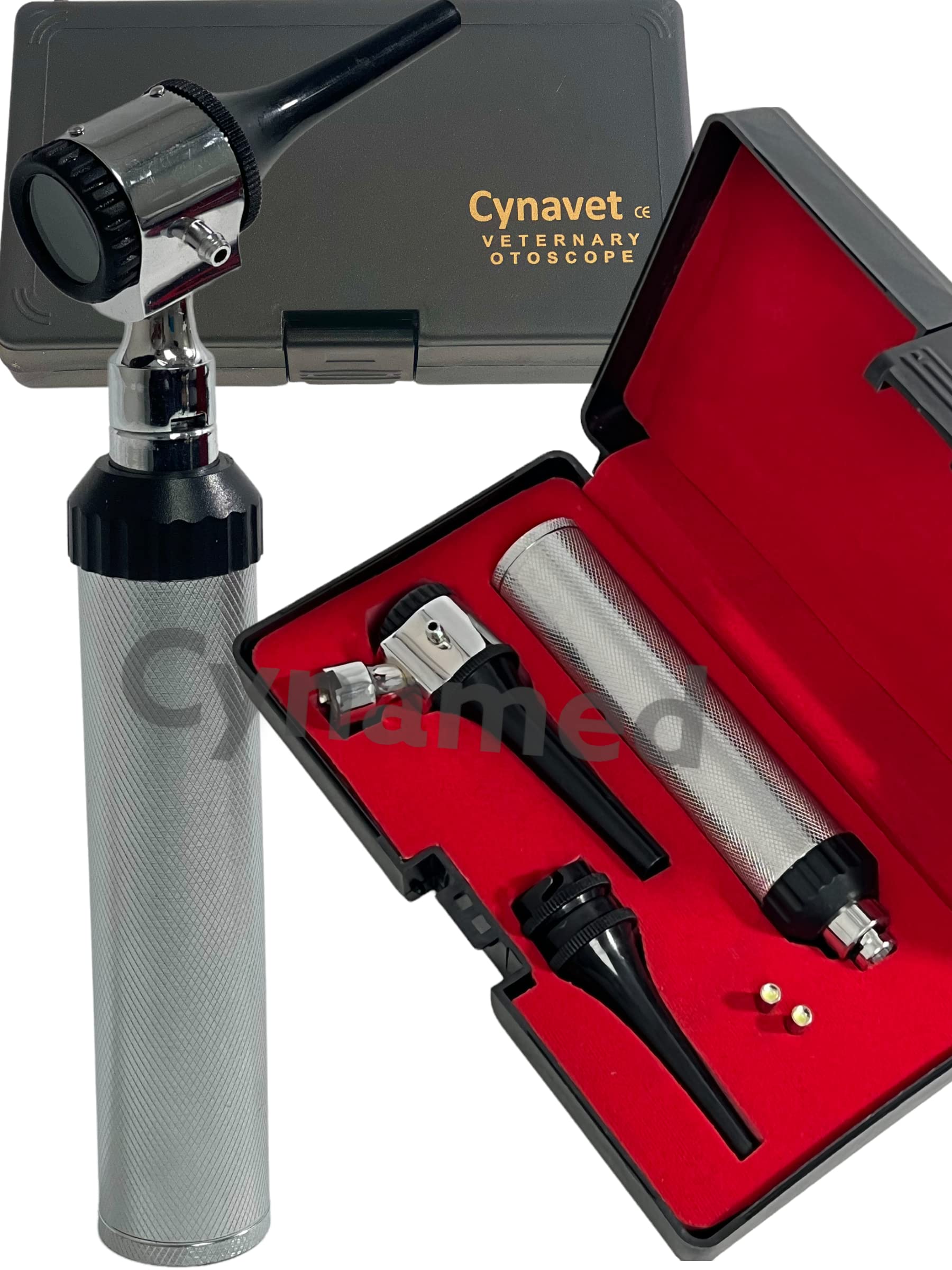 New Cynamed Led Veterinary Otoscope Set Animal Diagnostic Instruments 1 Extra Replacement Bulb Cynamed