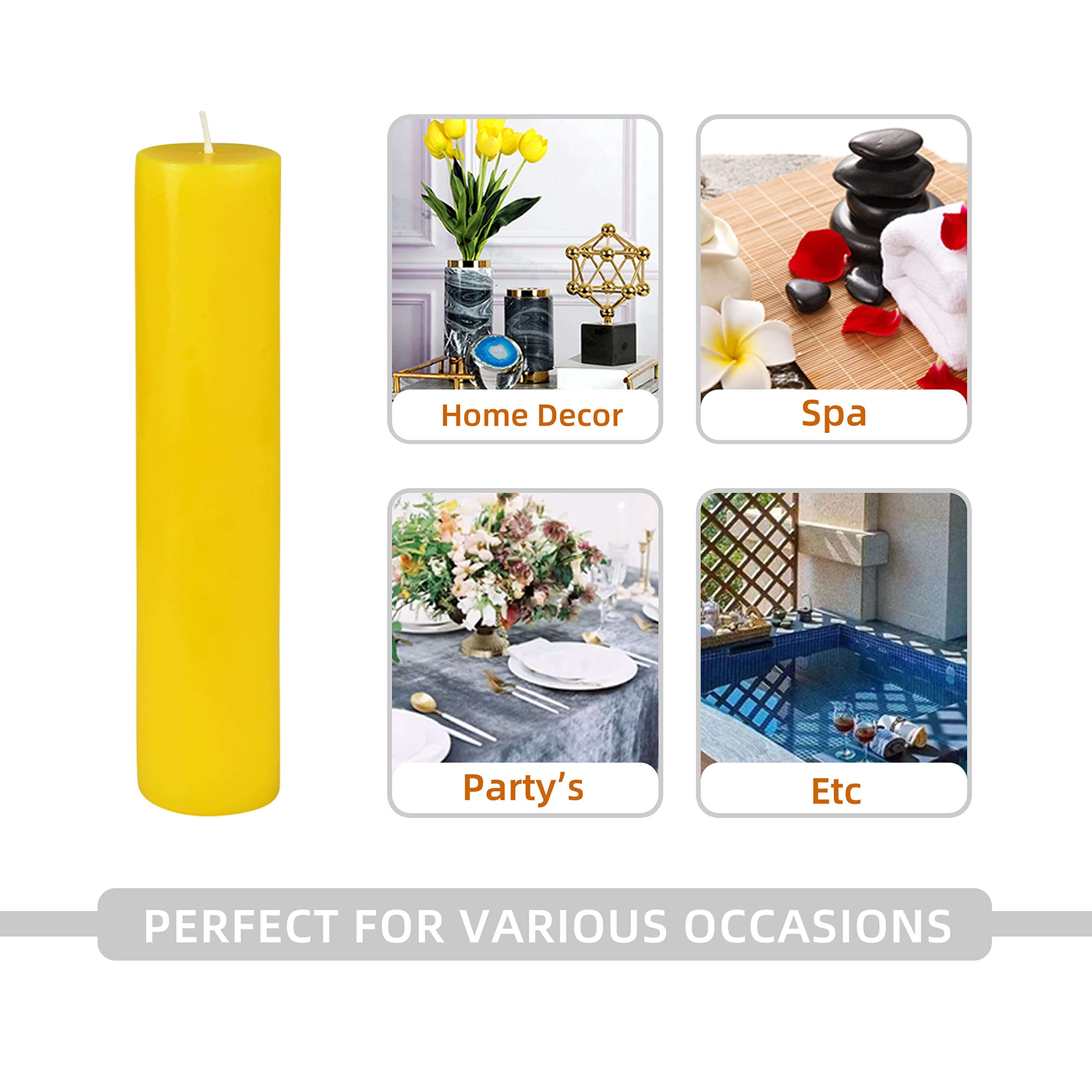 2 x 9 Yellow Pillar Candle