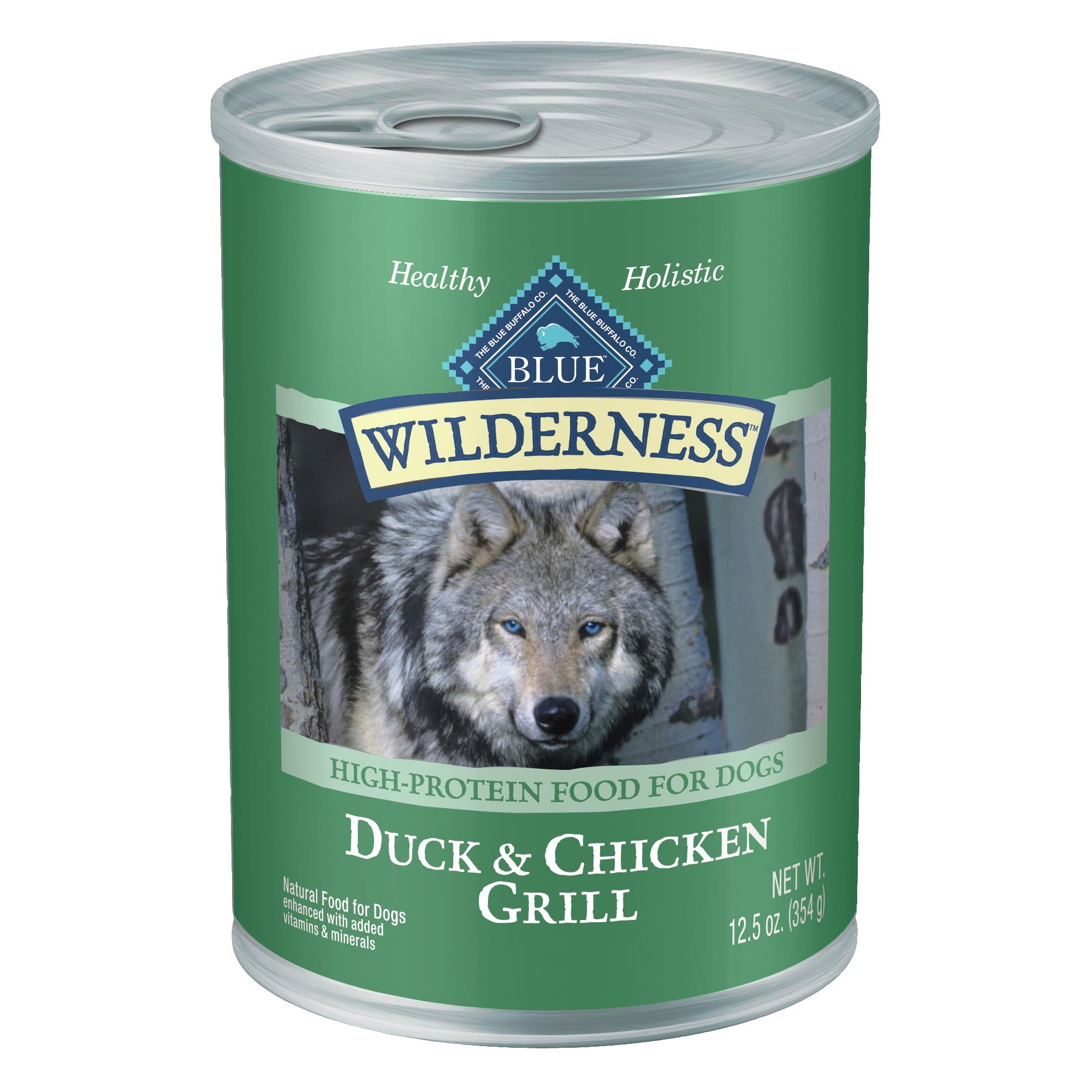 Blue Buffalo Wilderness Adult Wet Dog Food, High-Protein & Grain-Free, Made with Natural Ingredients, Duck & Chicken Grill, 12.5-oz. Cans, 12 Count