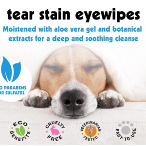 Petkin Pet Eye Wipes, 30 Moist Wipes - Gentle Eye Cleaning Wipes Remove Dirt, Discharge, & Tear Stains - Super Convenient Pet Wipes for Dogs, Cats, Puppies & Kittens - Ideal for Home or Travel