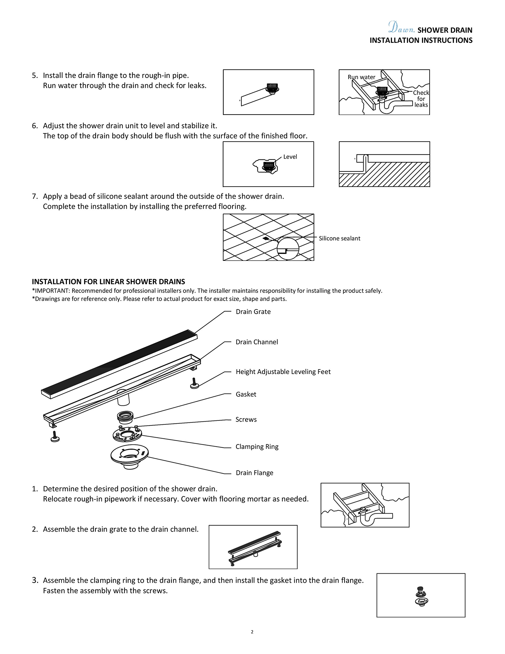 Dawn LTS050504 Thames River Series - Square Shower Drain (Stamping Technique & Press in the Base), 5" L