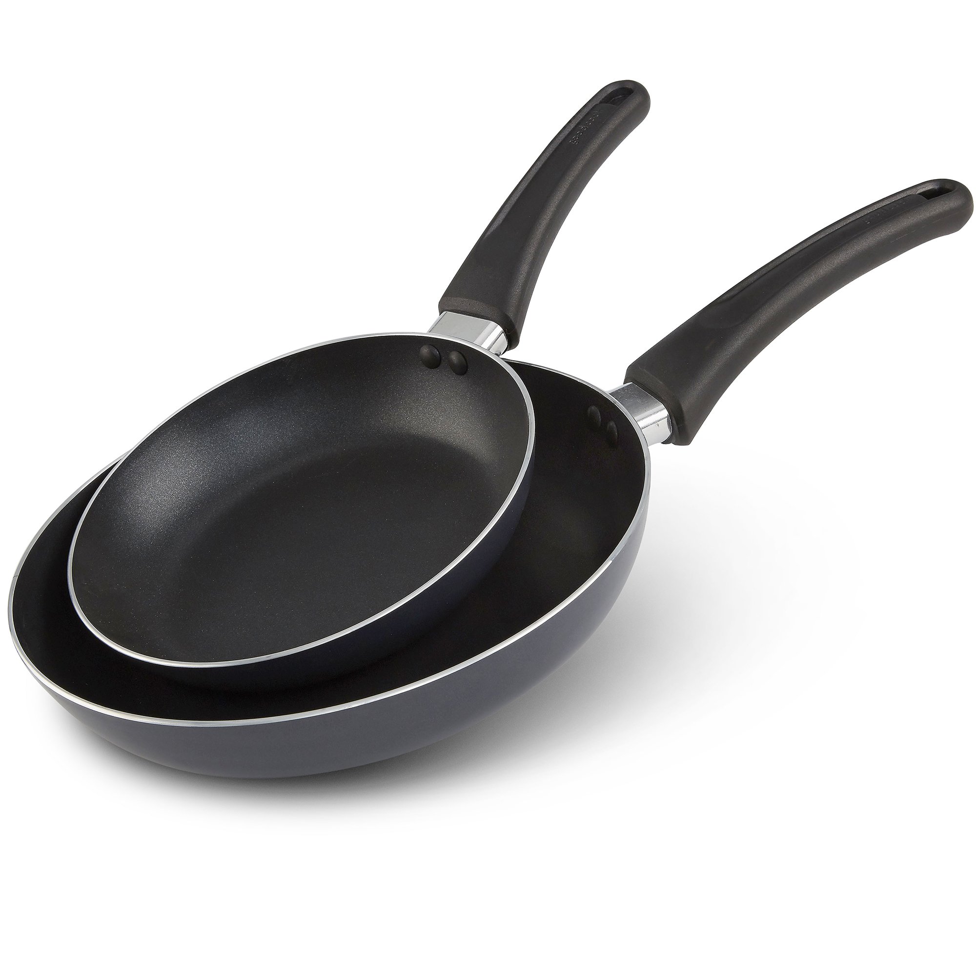 GoodCook Nonstick Aluminum Frying Pan Set, 8" and 10" Skillets, Black, Even Heating, Stay-Cool Ergonomic Handle, PFOA-Free Nonstick Coating, Ideal for Sautéing, Searing, and Frying