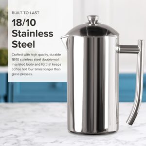 Frieling Double-Walled Stainless-Steel French Press Coffee Maker, Polished, 23 oz - Insulated Coffee Presser Stainless Steel - Coffee Press Pot - Stainless Steel Coffee Maker - Insulated French Press