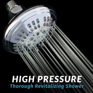 ShowerMaxx Luxury Spa Series Shower Head, 6 Spray Setting, 4.5 Inch Adjustable High Pressure Shower Head Fixture for Hard Water, 360-Degree Tilt Massage Shower System - Polished Chrome Shower Head