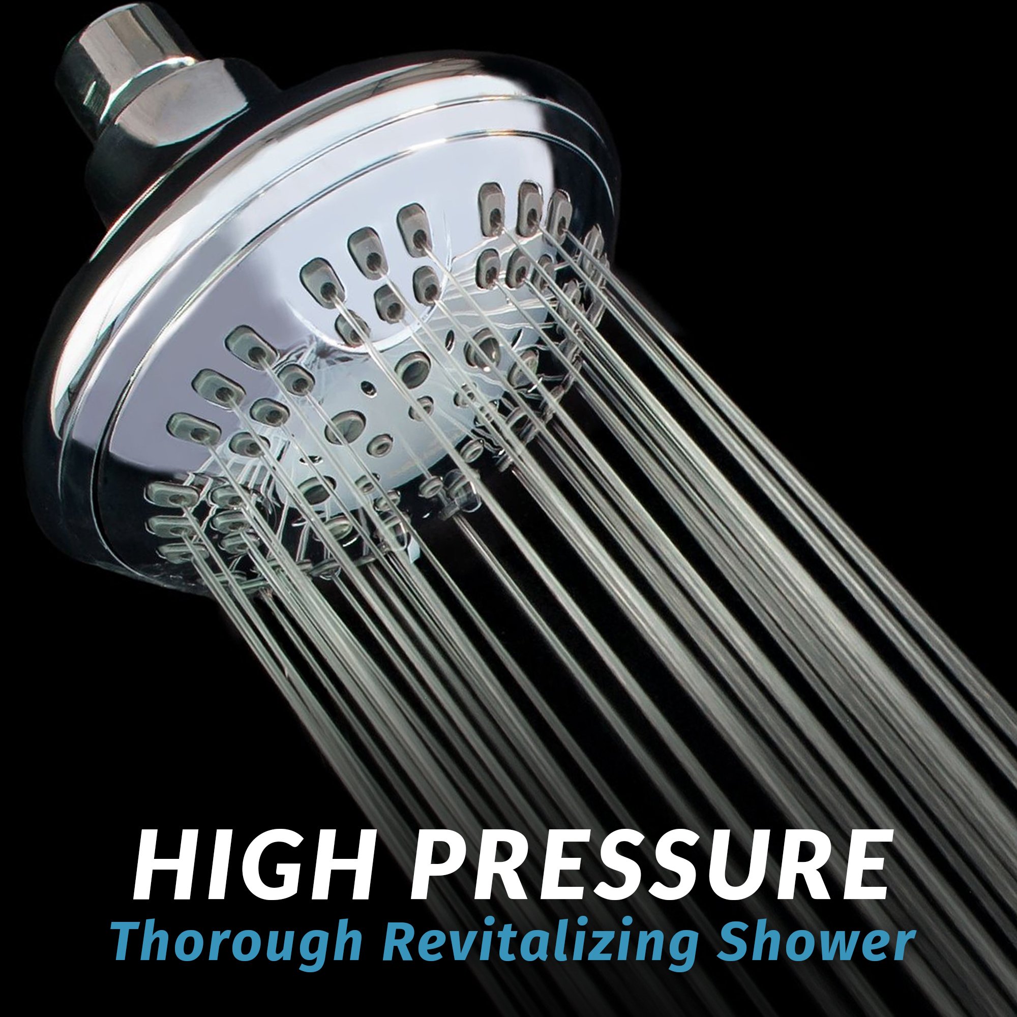 ShowerMaxx Luxury Spa Series Shower Head, 6 Spray Setting, 4.5 Inch Adjustable High Pressure Shower Head Fixture for Hard Water, 360-Degree Tilt Massage Shower System - Polished Chrome Shower Head