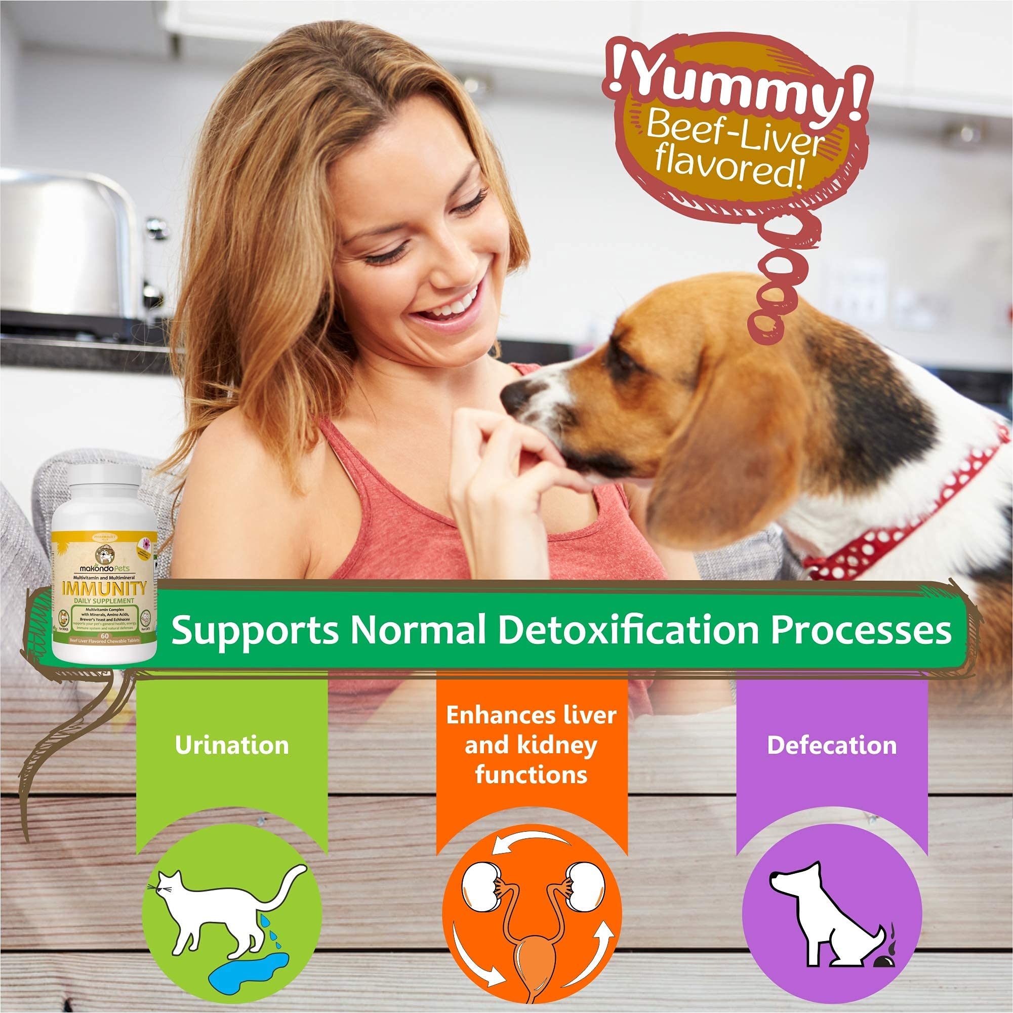 Immune Support Dog Supplement - Dog Allergy Relief with Vitamins, Minerals, Echinacea and Brewers Yeast for Dogs - Immunity Dog Health Supplies, Dog Itch Relief - Cat & Dog Vitamins and Supplements