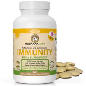 immune support dog supplement - dog allergy relief with vitamins, minerals, echinacea and brewers yeast for dogs - immunity dog health supplies, dog itch relief - cat & dog vitamins and supplements