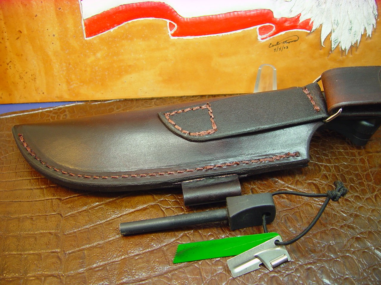 Bk 2 And BK 10 Dangler This sheath will fit both knives Sheath with Firestarter and Striker