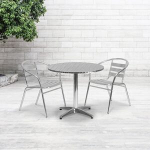 Flash Furniture Mellie 31.5'' Round Aluminum Indoor-Outdoor Table with Base