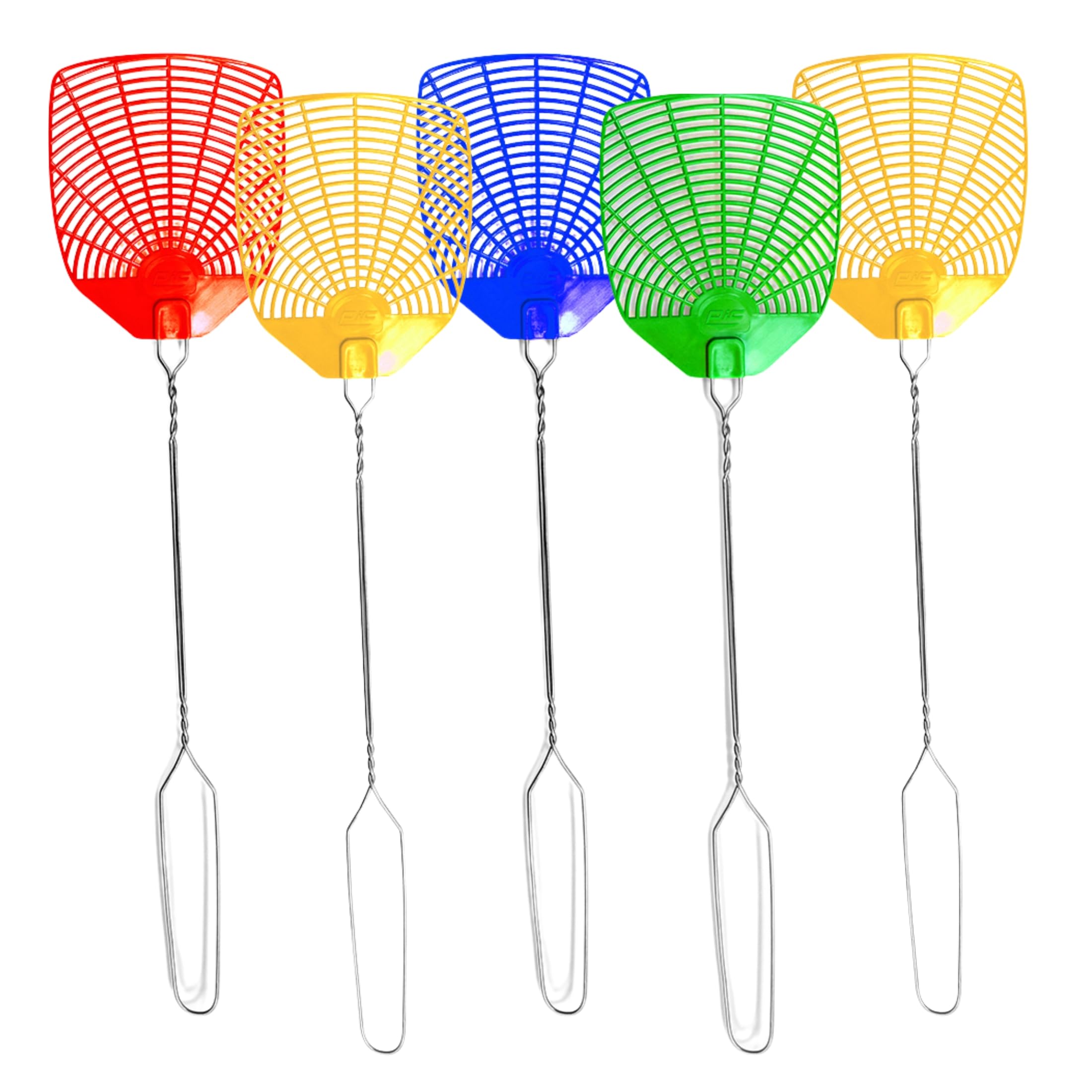 PIC Wire Metal Handle Fly Swatters (Colors May Vary), 6 Pack