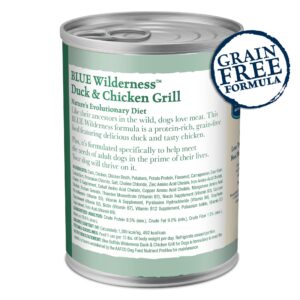 Blue Buffalo Wilderness Adult Wet Dog Food, High-Protein & Grain-Free, Made with Natural Ingredients, Duck & Chicken Grill, 12.5-oz. Cans, 12 Count