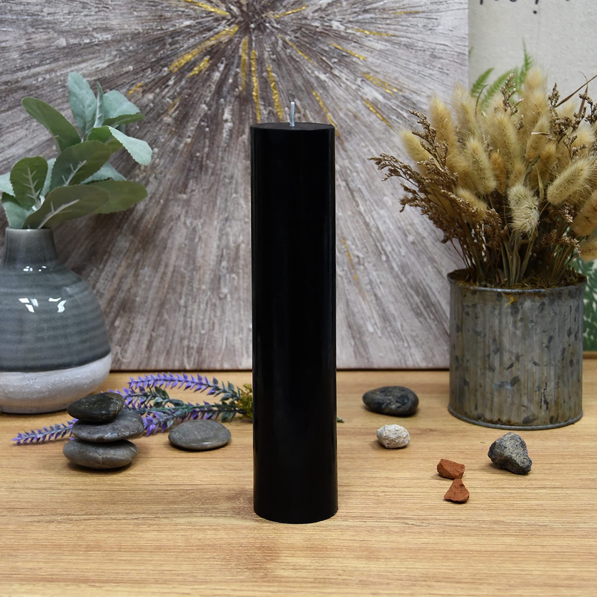 2 x 9 Black Pillar Candle