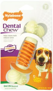 nylabone dental pro action bone dog chew toy, bacon, medium