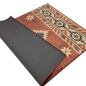 Nevita Collection Southwestern Native American Design Area Rug Southwest Design Rugs Geometric South West Pattern (Orange (Terra) Blue Beige Red, 5'3" x 7'1")