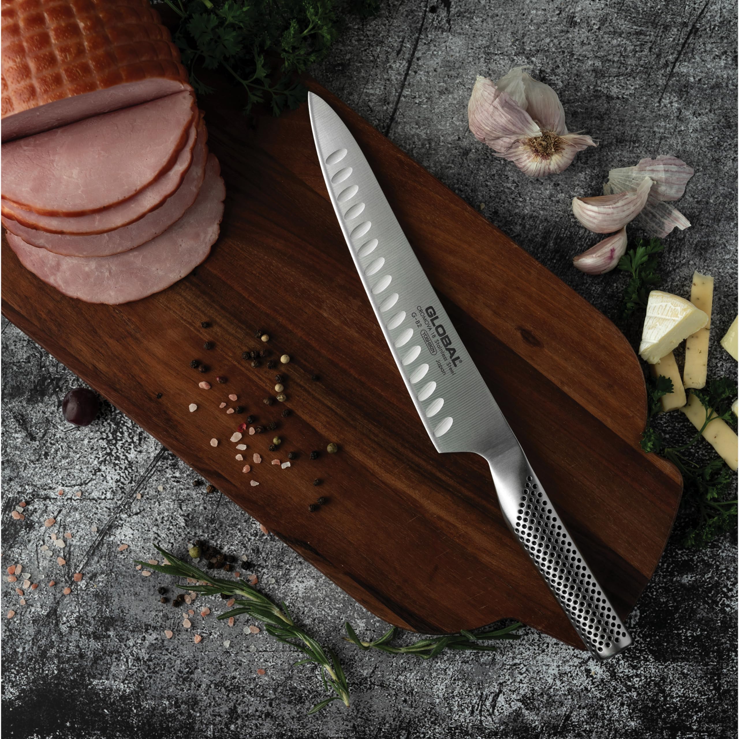 Global Stainless Steel Hollow Ground 8-Inch Carving Knife