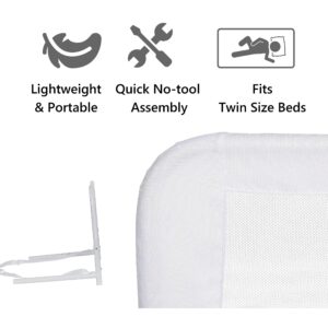 Dream On Me Adjustable Mesh Bed Rail, Two Height Levels, Ready to Use, Compatible with Twin Size Beds, All Steel Construction, Equipped with Guard Gap, Durable Nylon Fabric Mesh, White