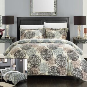 Chic Home 2 Piece Jerome Boho Inspired Reversible Print Duvet Set, Twin, Beige