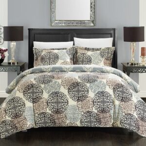 Chic Home 2 Piece Jerome Boho Inspired Reversible Print Duvet Set, Twin, Beige