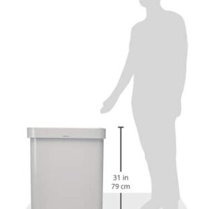 simplehuman 55 Liter Rectangular Kitchen Step Soft-Close Lid, White Stainless Steel Trash can