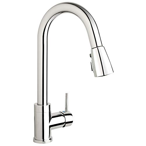 Plumb Pak URB78CCP Single Handle Pull Down Kitchen Faucet with Dual Spray Pattern and Pause Button, Polished Chrome