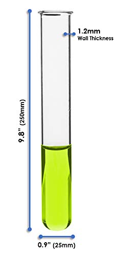 EISCO 24PK Test Tubes, 85ml - Borosilicate 3.3 Glass - 1.2mm Thick Walls, Beaded Rim - Superior Heat & Chemical Durability - 9.8" Tall, 1" Diameter