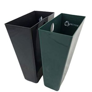 Hospitality Source Leatherette Recycle Waste Bin with Dual Liners for Home or Office. 14.5 Quart Capacity. (Brown)