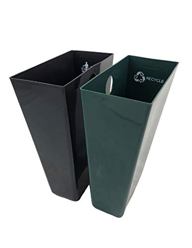 Hospitality Source Leatherette Recycle Waste Bin with Dual Liners for Home or Office. 14.5 Quart Capacity. (Brown)