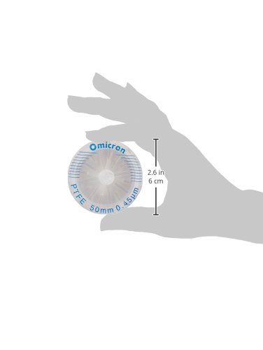 Omicron 200050X PTFE Venting Filter Disc, 60 psi Maximum Operation Pressure, 50 mm, 0.45 µm Sterile, Individually Packed (Pack of 10)