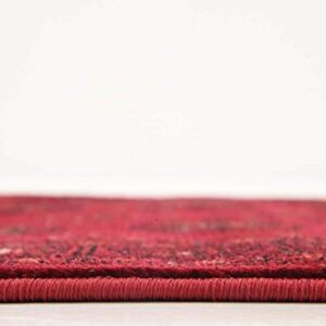 Unique Loom Tekke Collection Over-Dyed Saturated Traditional Torkaman Area Rug, 2 ft 7 in x 10 ft, Red/Burgundy