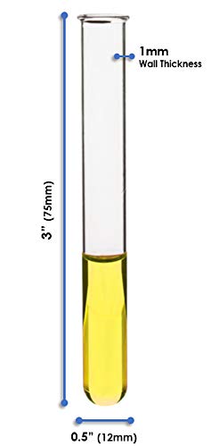 EISCO 5mL Test Tubes - Pack of 48 - Borosilicate 3.3 Glass - 1mm Thick Walls, Beaded Rim - Superior Heat & Chemical Durability - 3" Tall, 0.5" Diameter