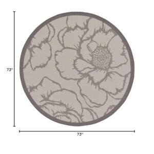 Unique Loom Outdoor Botanical Collection Area Rug - Rose (6' 1" Round, Gray/ Silver)