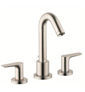 hansgrohe logis modern 2-handle 16-inch wide roman tub filler freestanding bathtub faucet in brushed nickel, 71500821