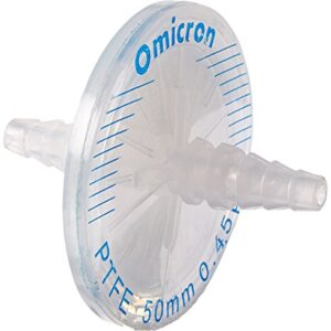 Omicron 200050X PTFE Venting Filter Disc, 60 psi Maximum Operation Pressure, 50 mm, 0.45 µm Sterile, Individually Packed (Pack of 10)