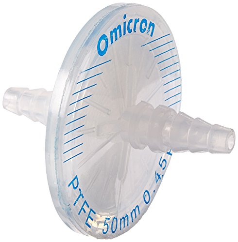 Omicron 200050X PTFE Venting Filter Disc, 60 psi Maximum Operation Pressure, 50 mm, 0.45 µm Sterile, Individually Packed (Pack of 10)