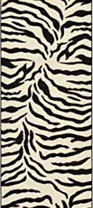 Unique Loom Wildlife Collection Animal Inspired with Zebra Design Area Rug, 2 ft 7 in x 10 ft, Ivory/Black