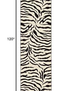 Unique Loom Wildlife Collection Animal Inspired with Zebra Design Area Rug, 2 ft 7 in x 10 ft, Ivory/Black