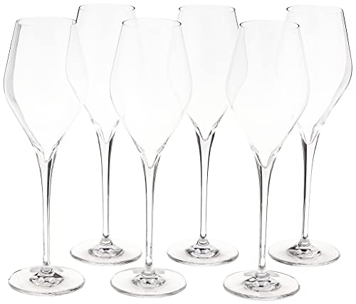 Schott Zwiesel Tritan Crystal Glass Finesse Stemware Collection Champagne Flute with Effervescence Points (Set of 6), 10.0 oz, Clear