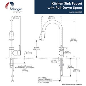 Plumb Pak URB78CCP Single Handle Pull Down Kitchen Faucet with Dual Spray Pattern and Pause Button, Polished Chrome