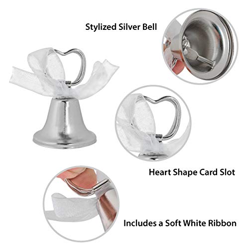 Super Z Outlet Silver Bell Place Card Holders for Table Numbers, Restaurant Menu, Weddings, Party Decoration (12 Pack)