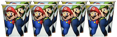 Amscan Vibrant Multicolored Super Mario Brothers Paper Cups - 9 oz (Pack of 8) - Kid-Friendly & Eco-Friendly, Featuring Everyone's Favorite Characters