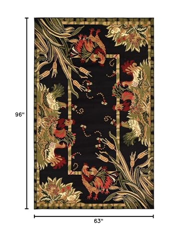 Unique Loom Barnyard Collection Area Rug - Farm (5' 3" x 8' Rectangle, Black/ Cream)