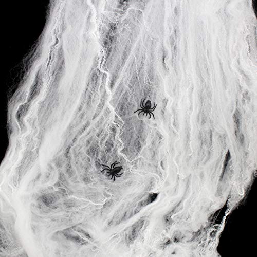 Cinlan 5pcs Halloween Haunted House Bar Decoration Supplies Cobweb Spider With A small Spider Colored Cotton