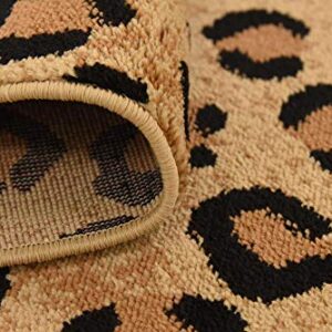 Unique Loom Wildlife Collection Area Rug - Leopard (5' 3" x 8' Rectangle, Light Brown/ Black)