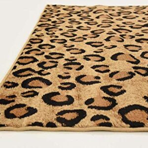 Unique Loom Wildlife Collection Area Rug - Leopard (5' 3" x 8' Rectangle, Light Brown/ Black)