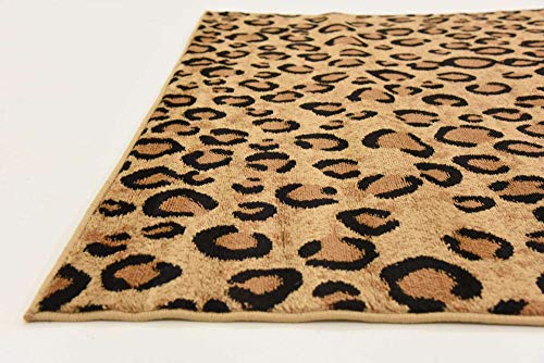 Unique Loom Wildlife Collection Area Rug - Leopard (5' 3" x 8' Rectangle, Light Brown/ Black)